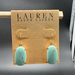 Lauren Ralph Lauren Gold-Tone and Blue Turquoise Drop Earrings NEW